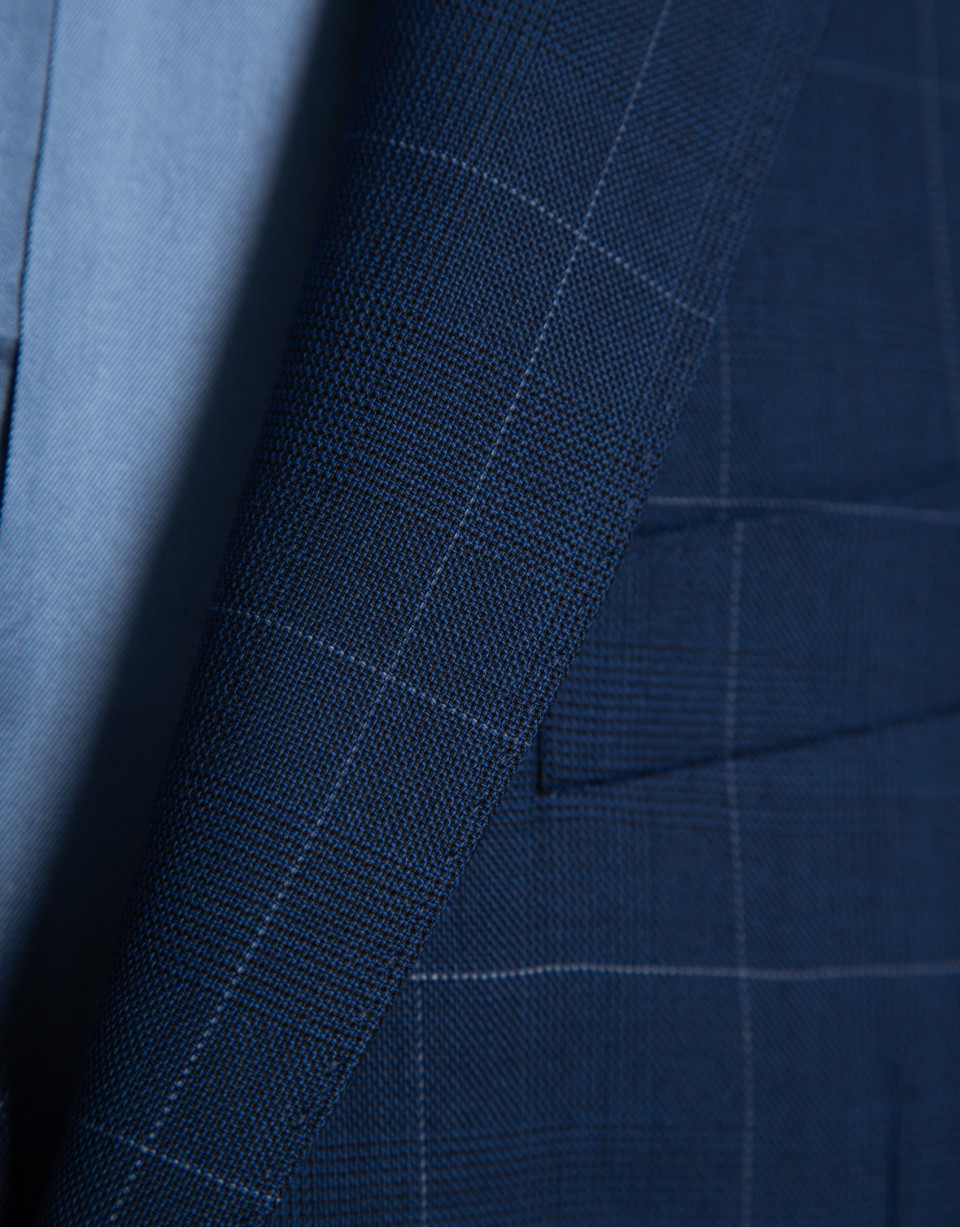 Traje half canvas slim fit cuadro azul perfil... | Roberto Verino