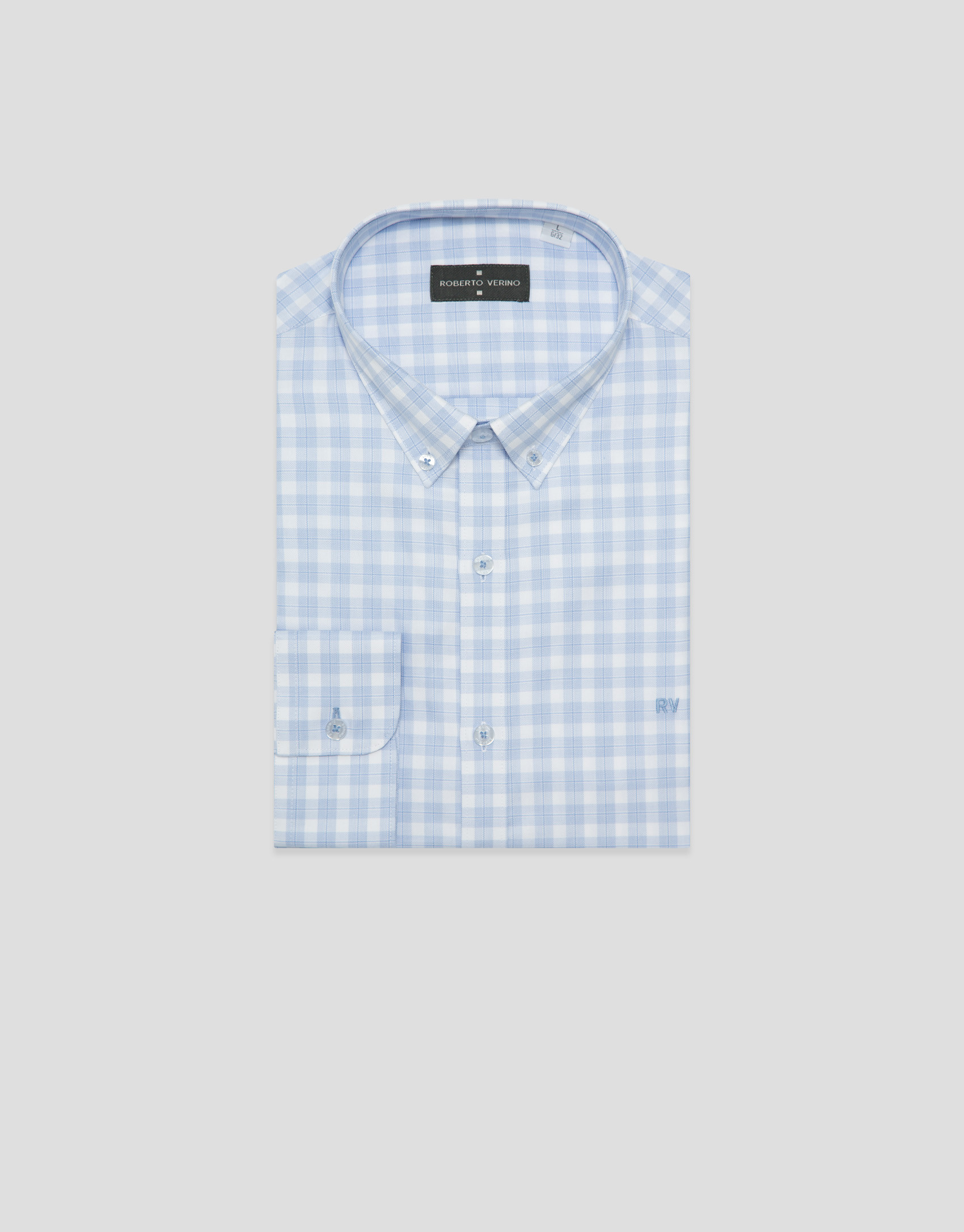 Regular light blue checkered sport shirt | Roberto Verino