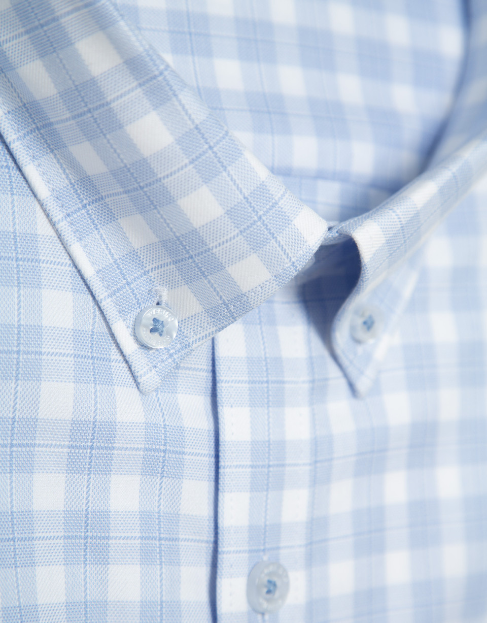 Regular light blue checkered sport shirt | Roberto Verino