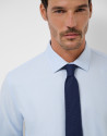 Light blue houndstooth microfantasy dress shirt | Roberto Verino
