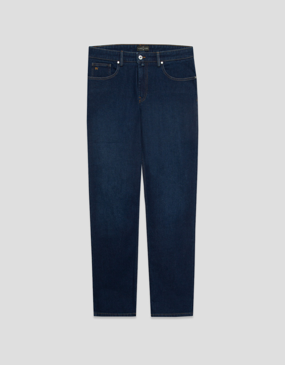 Men's relaxed dark blue denim pants - Hombre | Roberto Verino