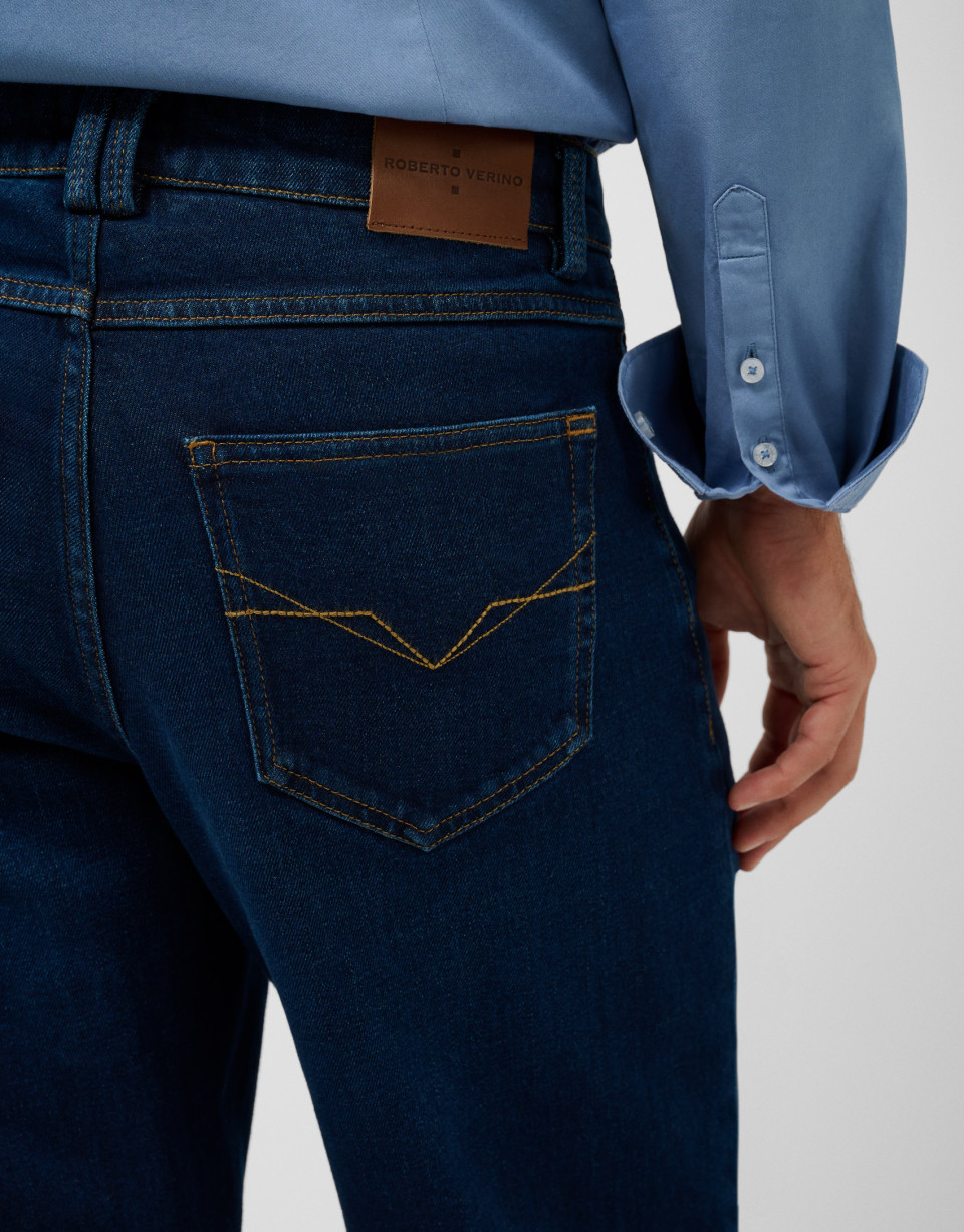 Men's relaxed dark blue denim pants - Hombre | Roberto Verino