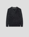 Gray melange V-neck sweater - Hombre - AW2026 | Roberto Verino