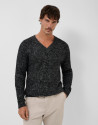 Gray melange V-neck sweater - Hombre - AW2026 | Roberto Verino