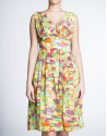 Floral print high waist V-neck dress