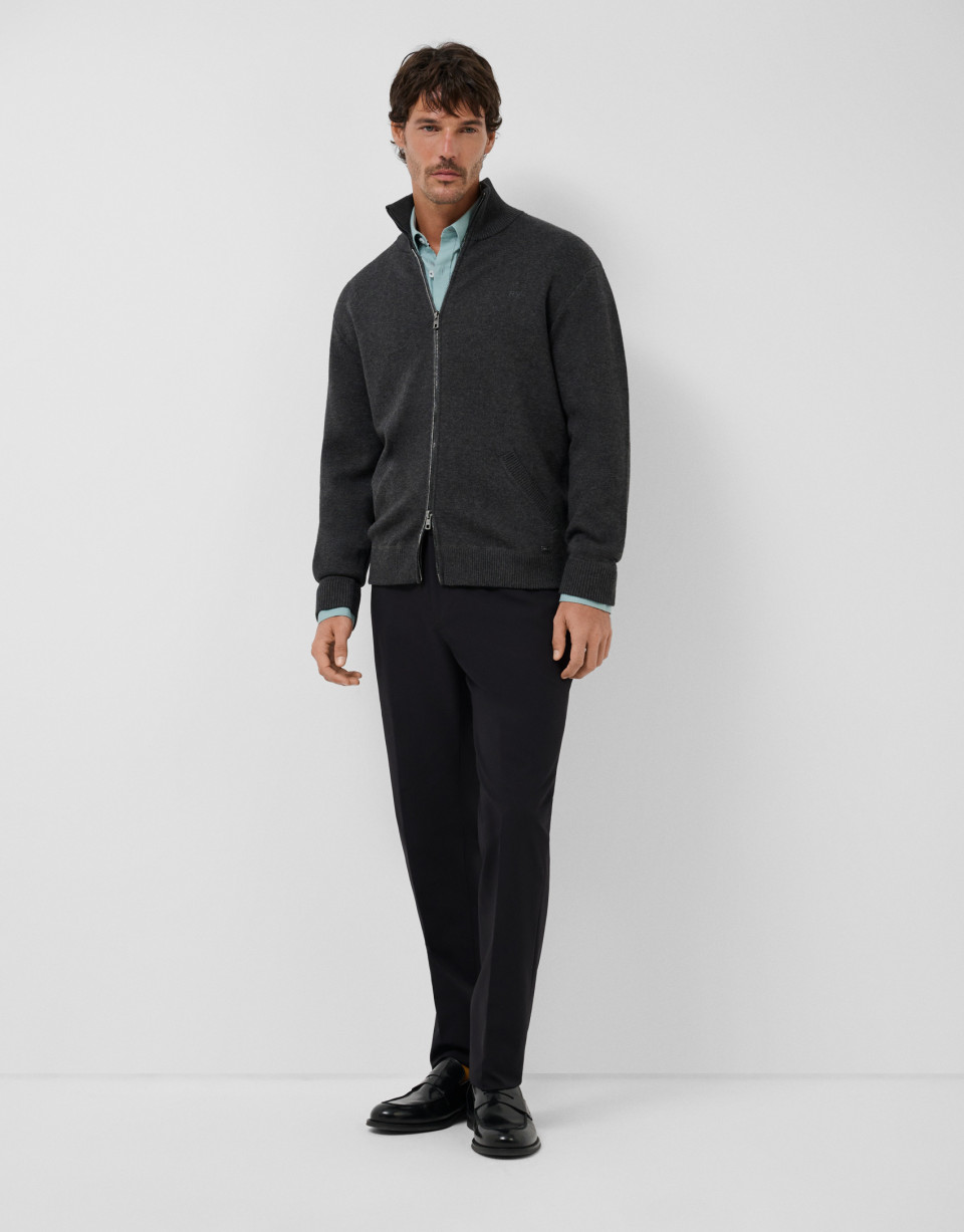 Charcoal gray smooth zipper jacket - Hombre | Roberto Verino