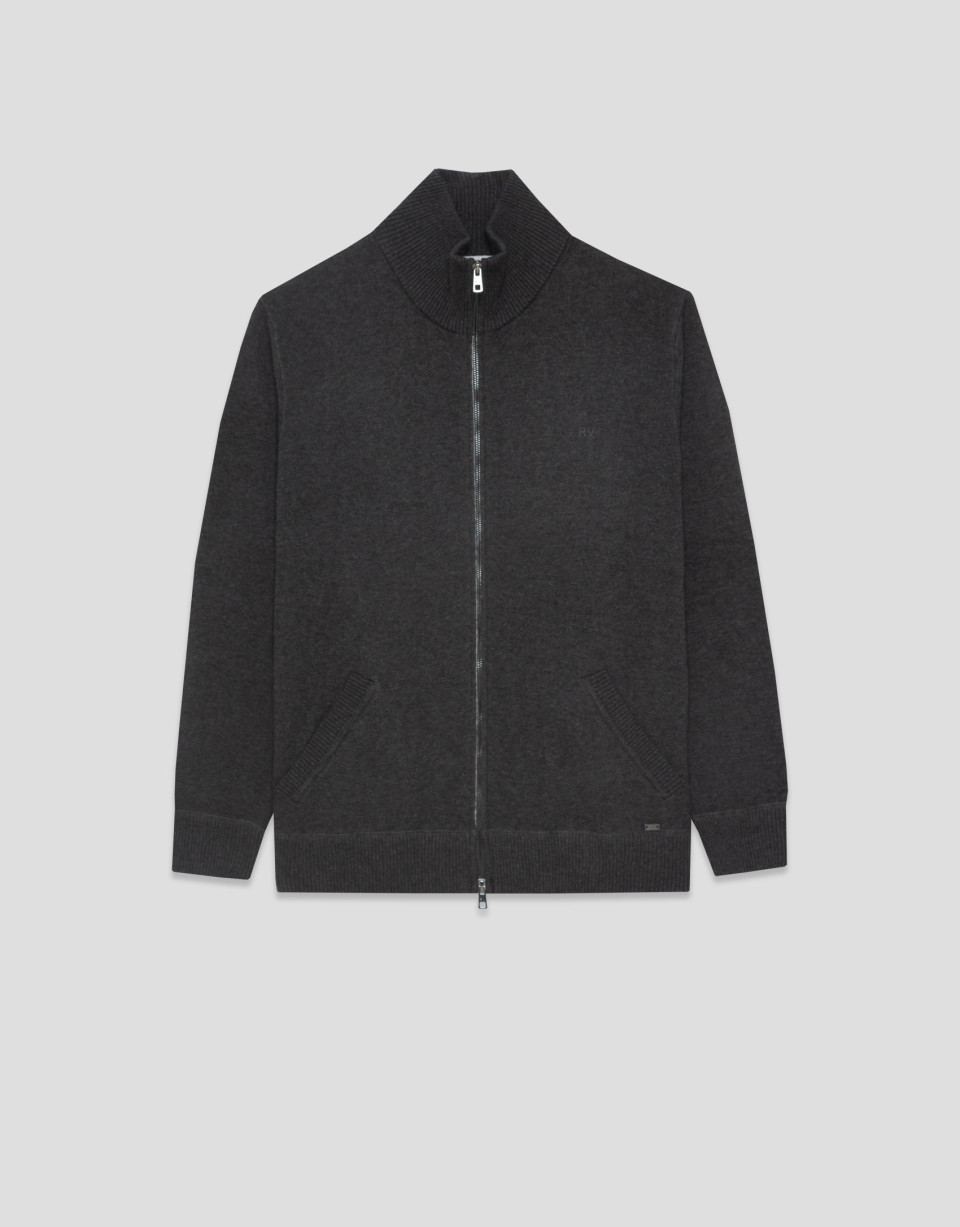 Charcoal gray smooth zipper jacket - Hombre | Roberto Verino