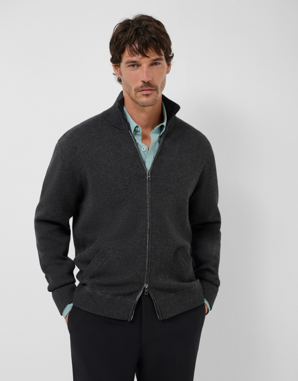 Charcoal gray smooth zipper jacket - Hombre | Roberto Verino