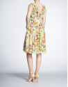 Floral print high waist V-neck dress