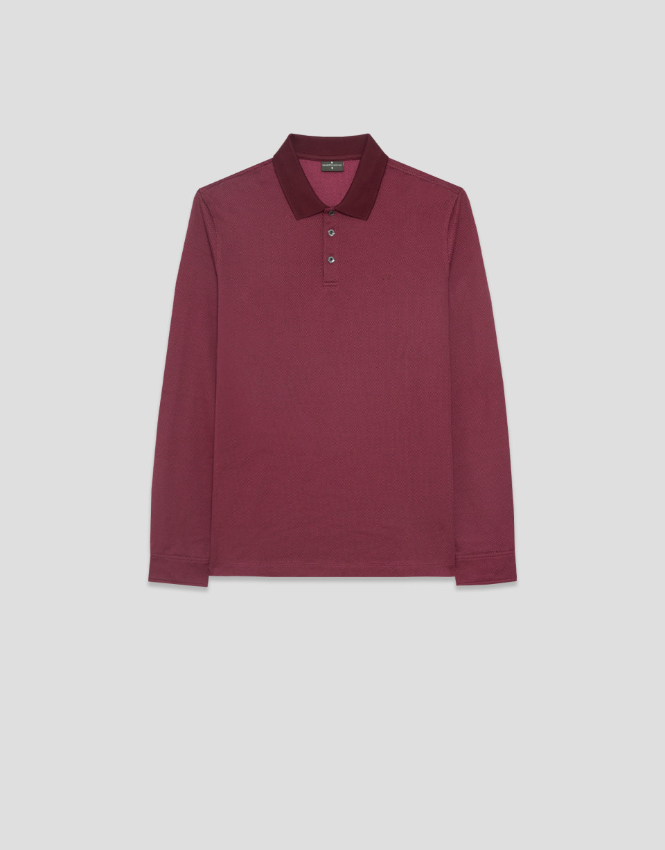 Polo manga larga jacquard tonos cereza - Hombre | Roberto Verino