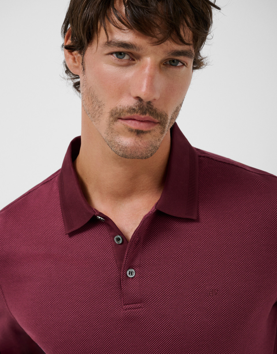 Polo manga larga jacquard tonos cereza - Hombre | Roberto Verino
