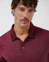 Cherry toned jacquard long sleeve polo shirt | Roberto Verino
