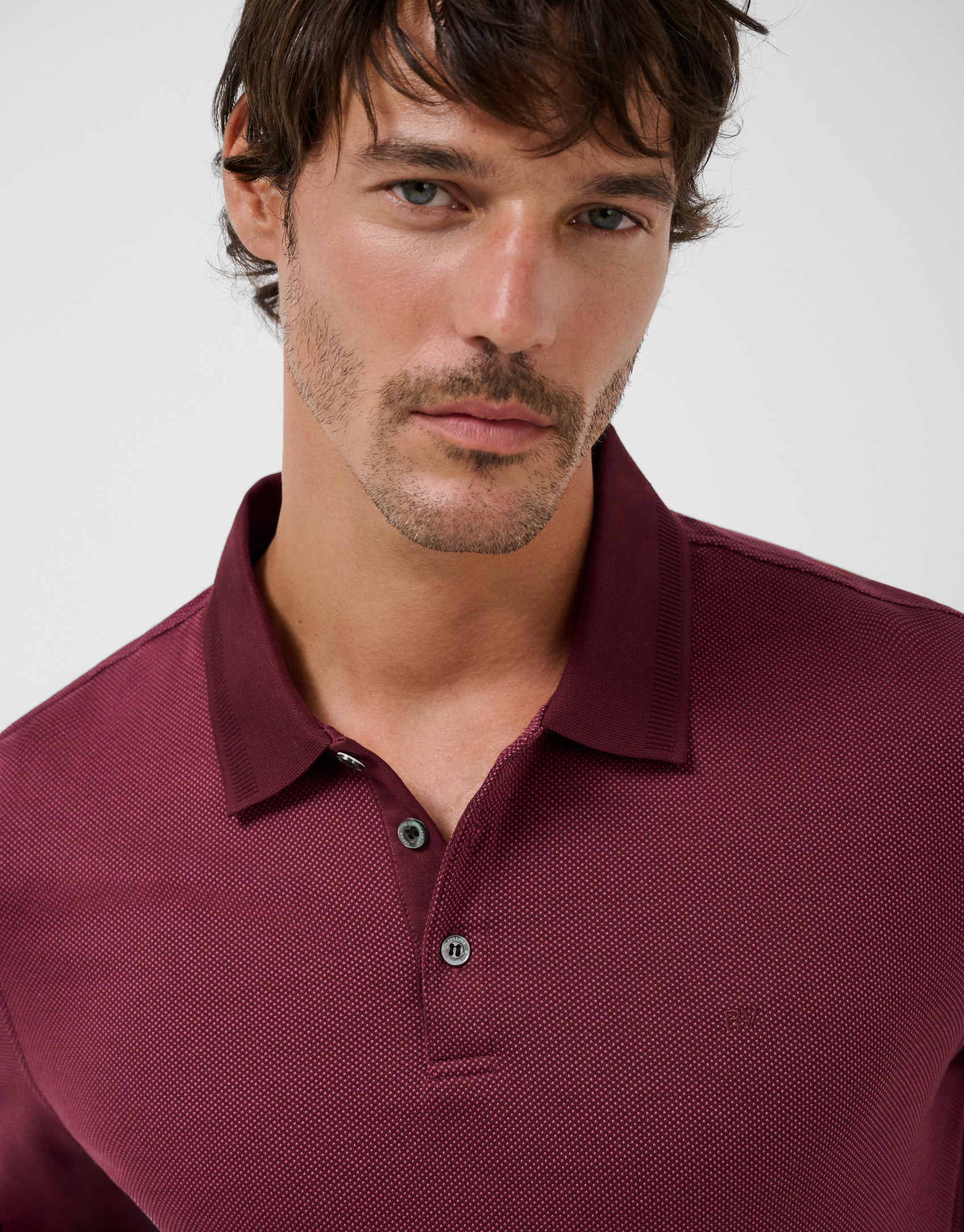 Polo manga larga jacquard tonos cereza - Hombre | Roberto Verino