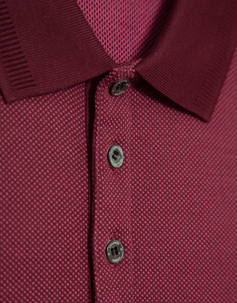 Polo manga larga jacquard tonos cereza - Hombre | Roberto Verino