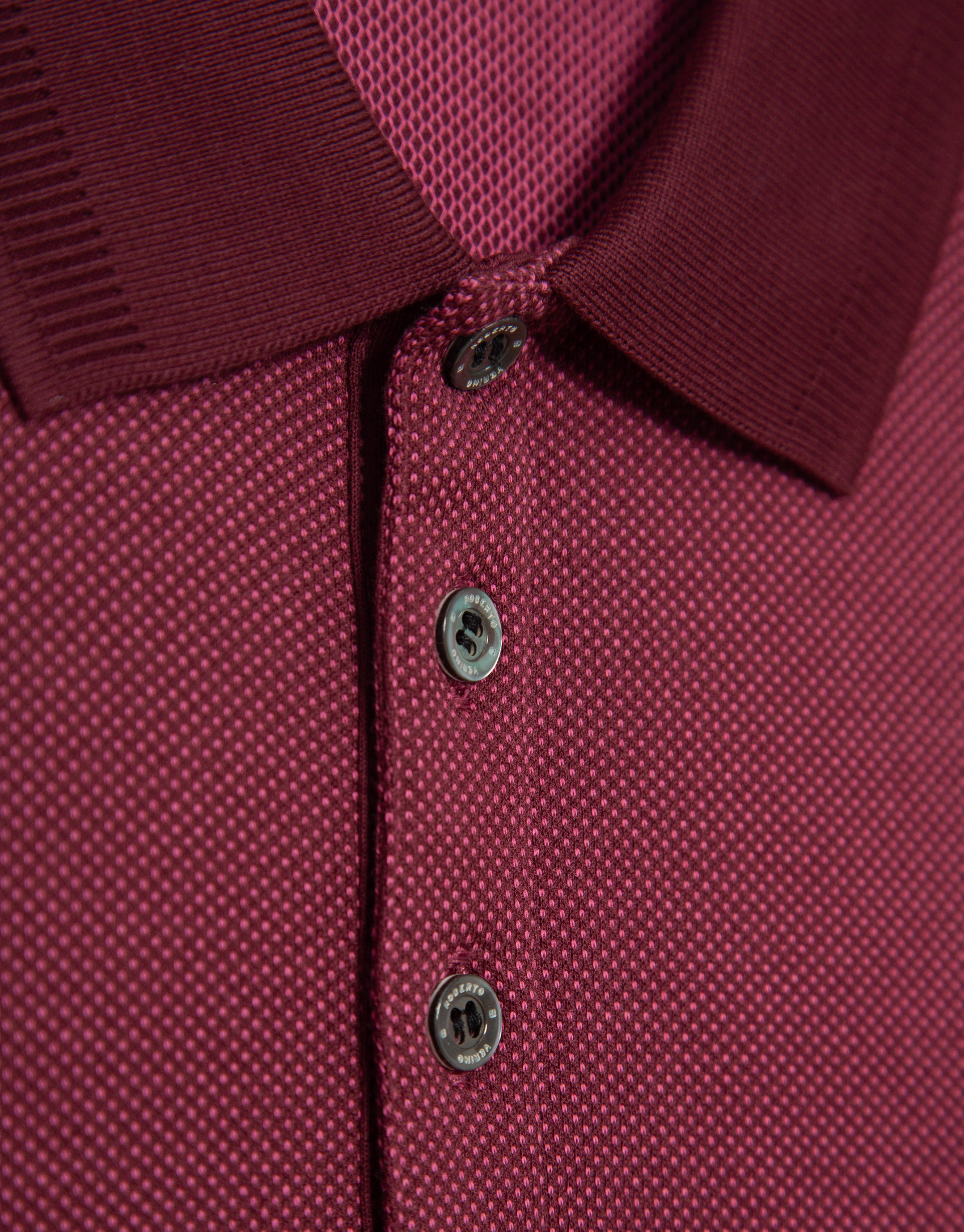 Polo manga larga jacquard tonos cereza - Hombre | Roberto Verino