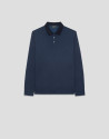 Blue jacquard long sleeve polo shirt - Hombre | Roberto Verino