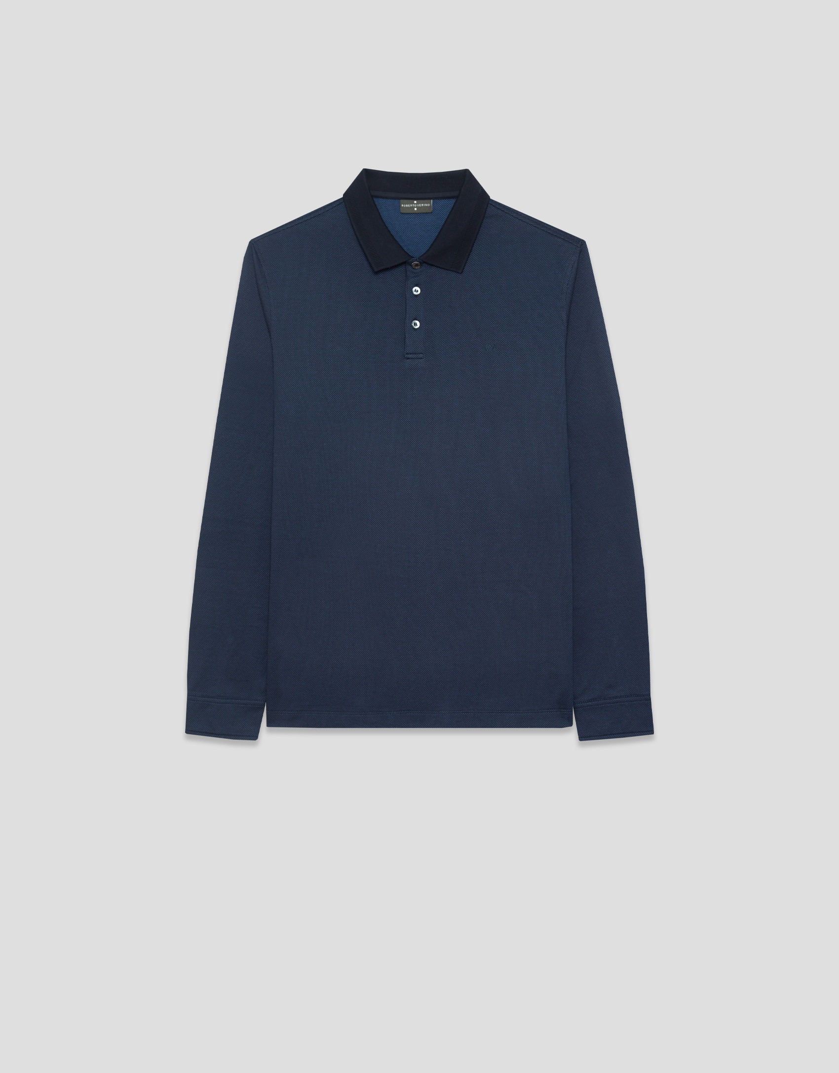 Polo manga larga jacquard tonos azules - Hombre | Roberto Verino