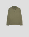 Olive toned jacquard long sleeve polo shirt | Roberto Verino
