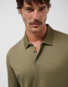 Polo manga larga jacquard tonos oliva - Hombre | Roberto Verino