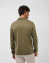 Olive toned jacquard long sleeve polo shirt | Roberto Verino
