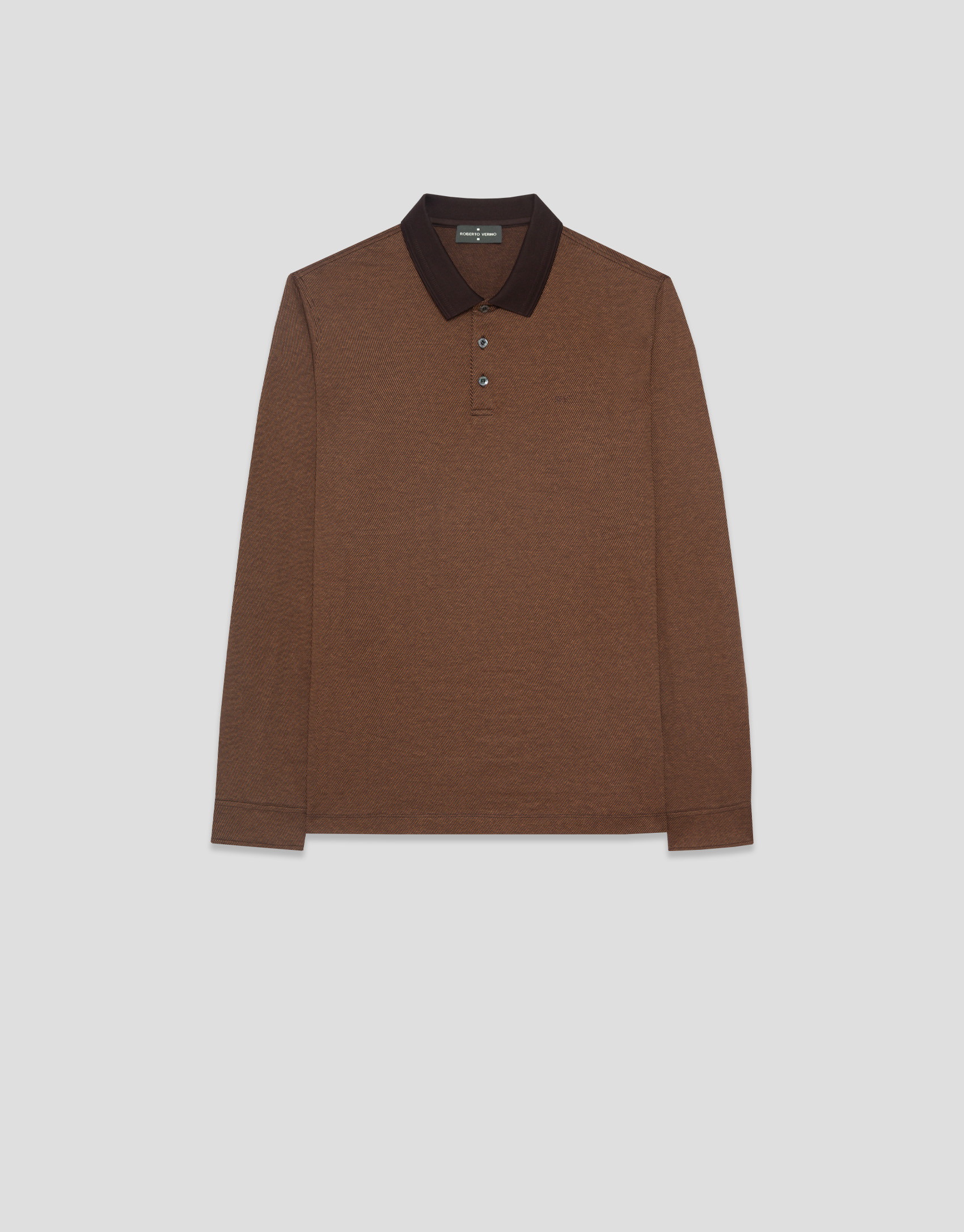Polo manga larga jacquard marrón/tostado | Roberto Verino