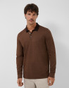 Brown/tan jacquard long sleeve polo shirt | Roberto Verino