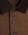 Brown/tan jacquard long sleeve polo shirt | Roberto Verino