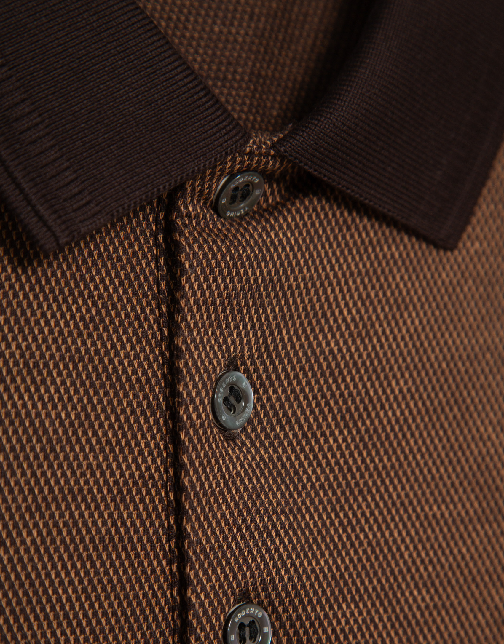 Polo manga larga jacquard marrón/tostado | Roberto Verino