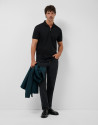 Short sleeve polo shirt in black textured ... | Roberto Verino
