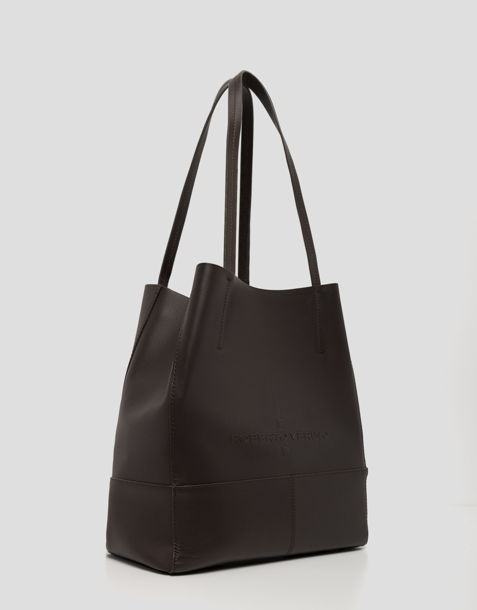 Bolso shopper Megan Midi piel marrón - Mujer | Roberto Verino