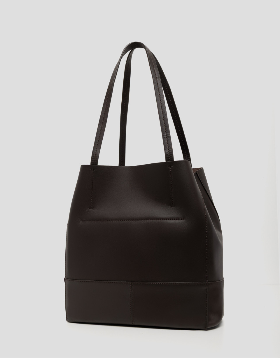 Megan Midi brown leather shopper bag - Mujer | Roberto Verino