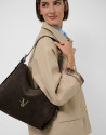Bolso de hombro hobo Margot serraje marrón | Roberto Verino