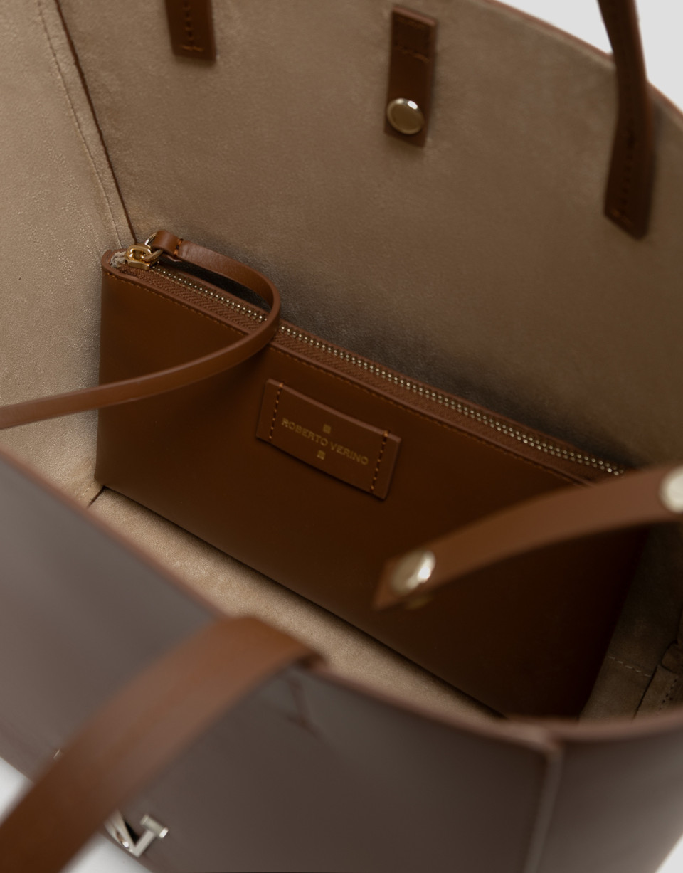 Bruna Tote Maxi brown leather bag - Mujer | Roberto Verino