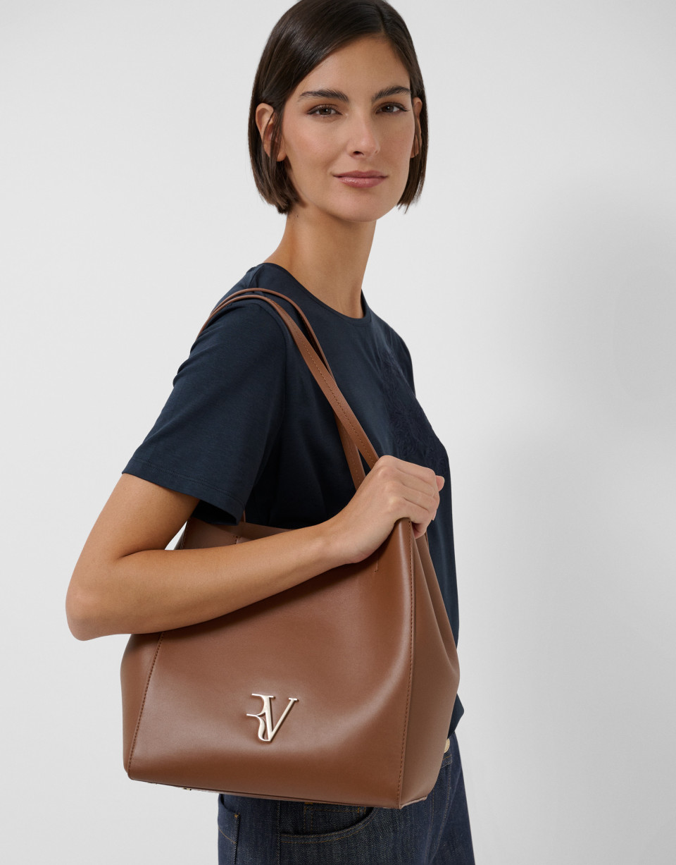 Bolso Bruna Tote Maxi piel marrón - Mujer | Roberto Verino