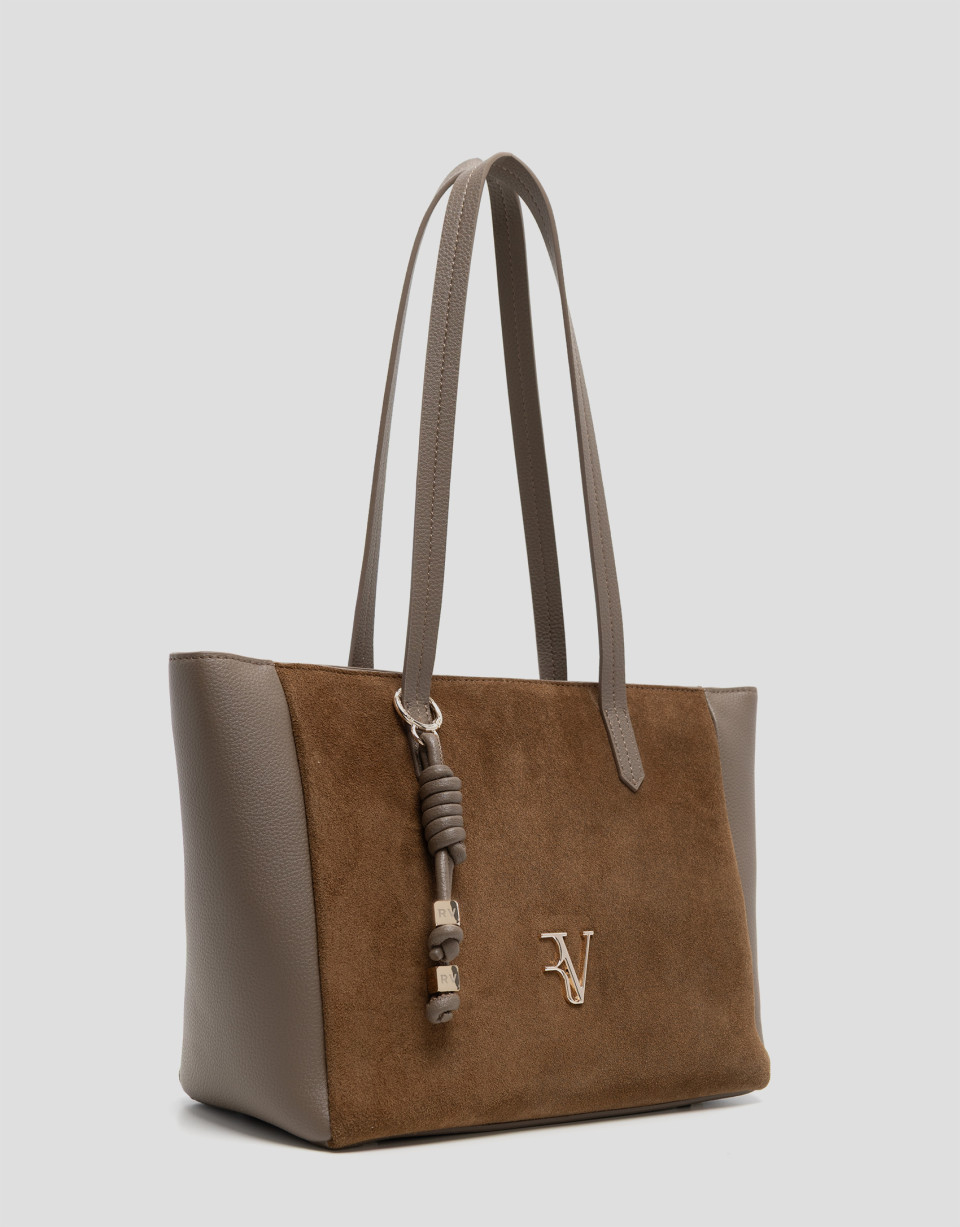 María Maxi Shopper leather and camel suede ... | Roberto Verino