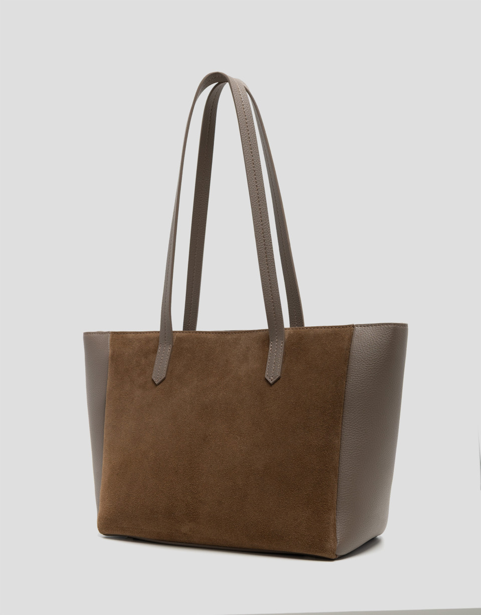 María Maxi Shopper leather and camel suede ... | Roberto Verino