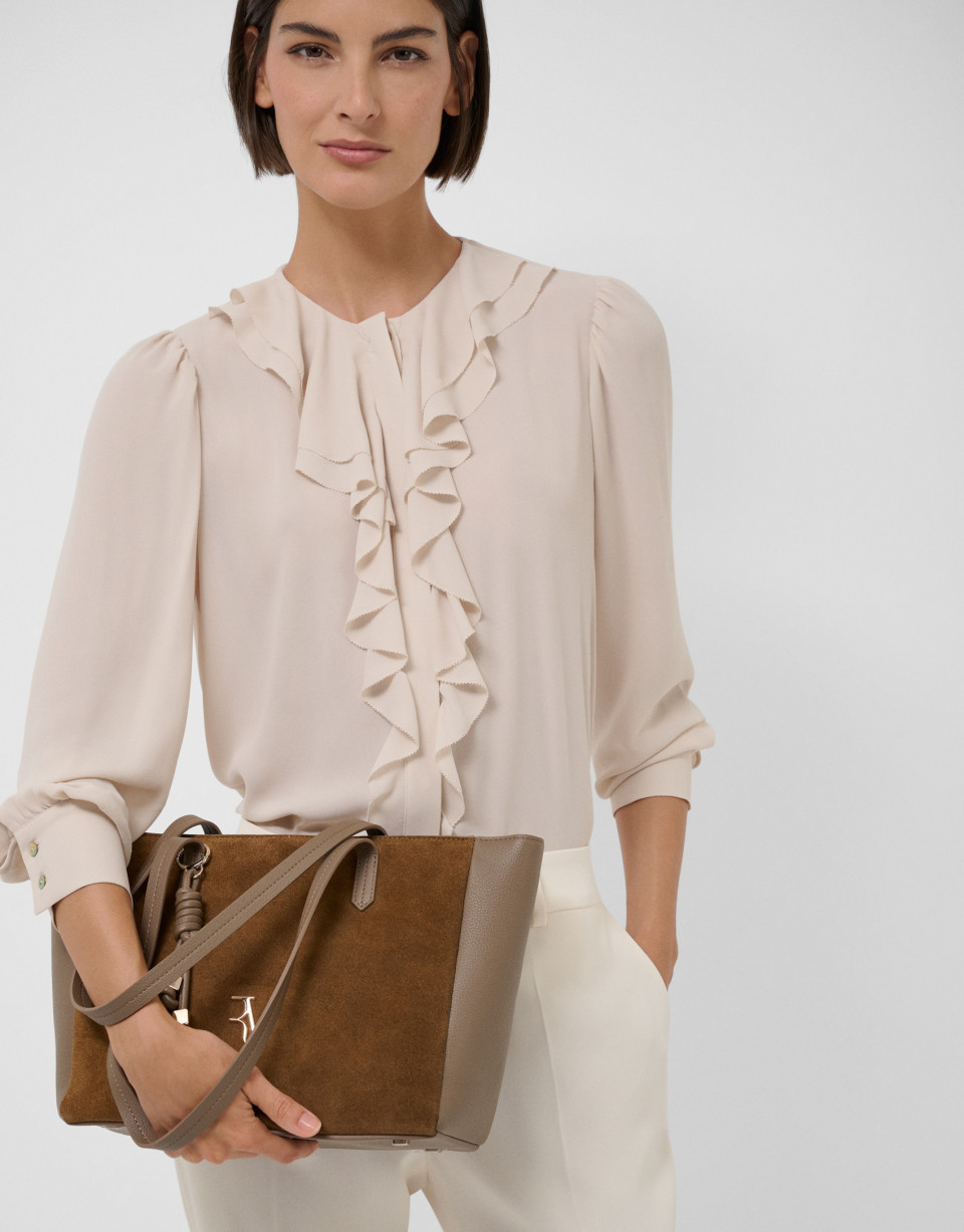 María Maxi Shopper leather and camel suede ... | Roberto Verino