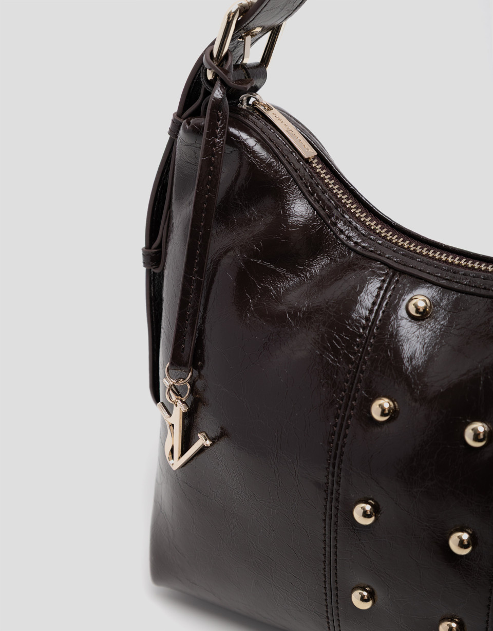 Margot Metal Midi brown crackled leather ... | Roberto Verino