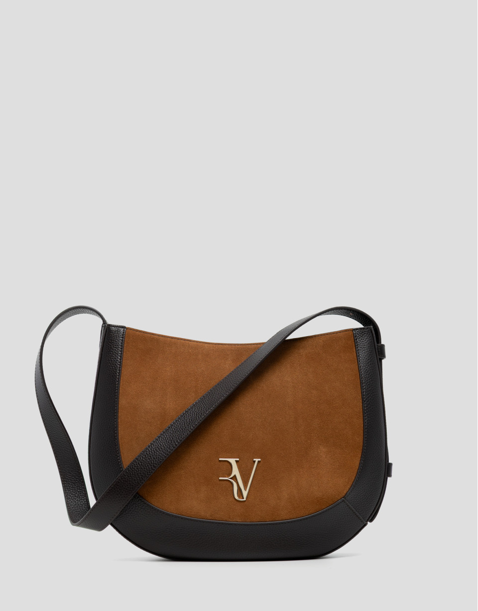 Iera Hobo leather and suede brandy shoulder bag | Roberto Verino