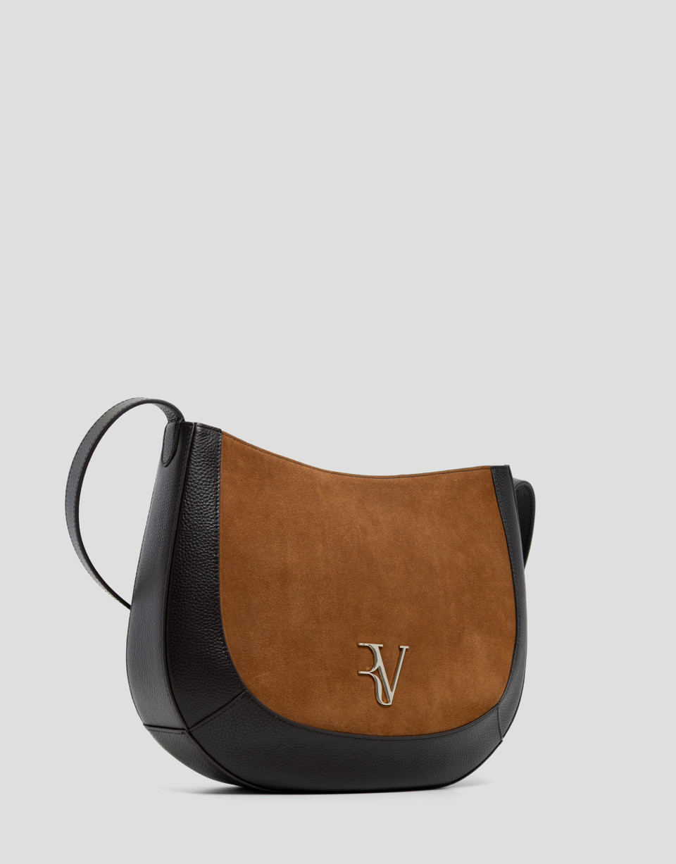 Iera Hobo leather and suede brandy shoulder bag | Roberto Verino