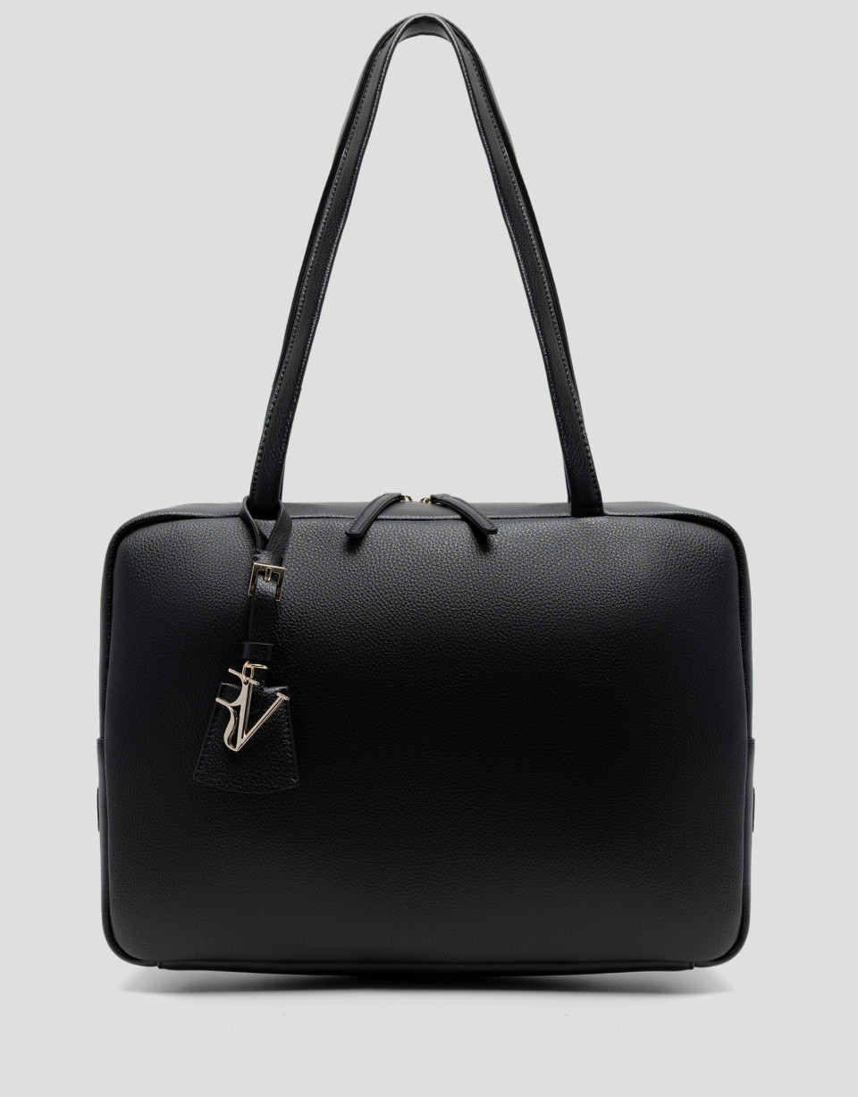 Loles Maxi black leather shoulder bag - Mujer | Roberto Verino