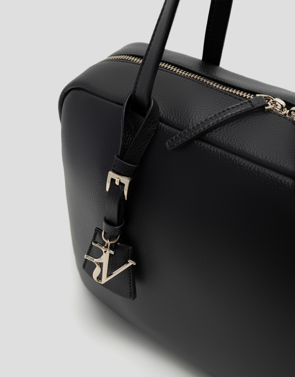 Loles Maxi black leather shoulder bag - Mujer | Roberto Verino