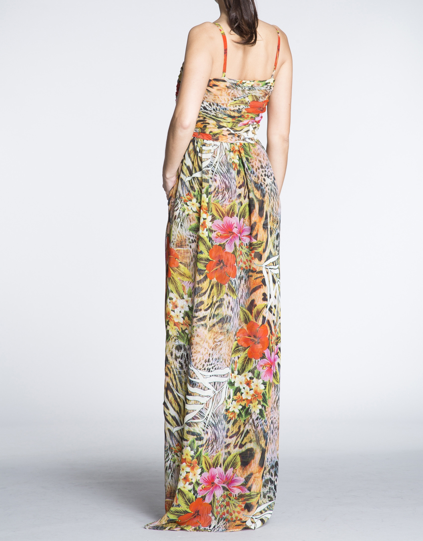 Vestido largo de tirantes estampado floral