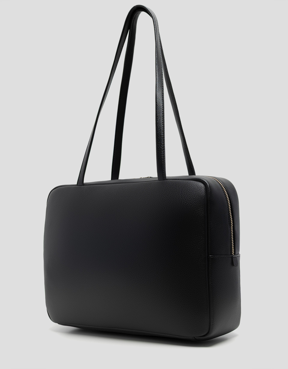 Loles Maxi black leather shoulder bag - Mujer | Roberto Verino