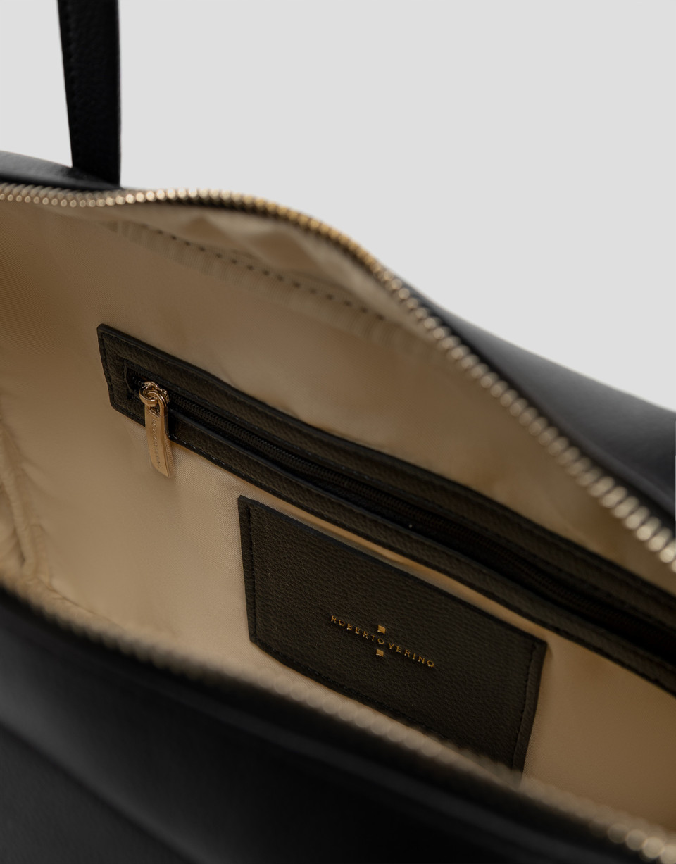 Loles Maxi black leather shoulder bag - Mujer | Roberto Verino