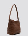 Elisa Midi camel braided leather shoulder bag | Roberto Verino