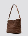 Elisa Midi camel braided leather shoulder bag | Roberto Verino