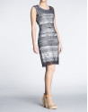 Transparent geometric fabric straight dress 