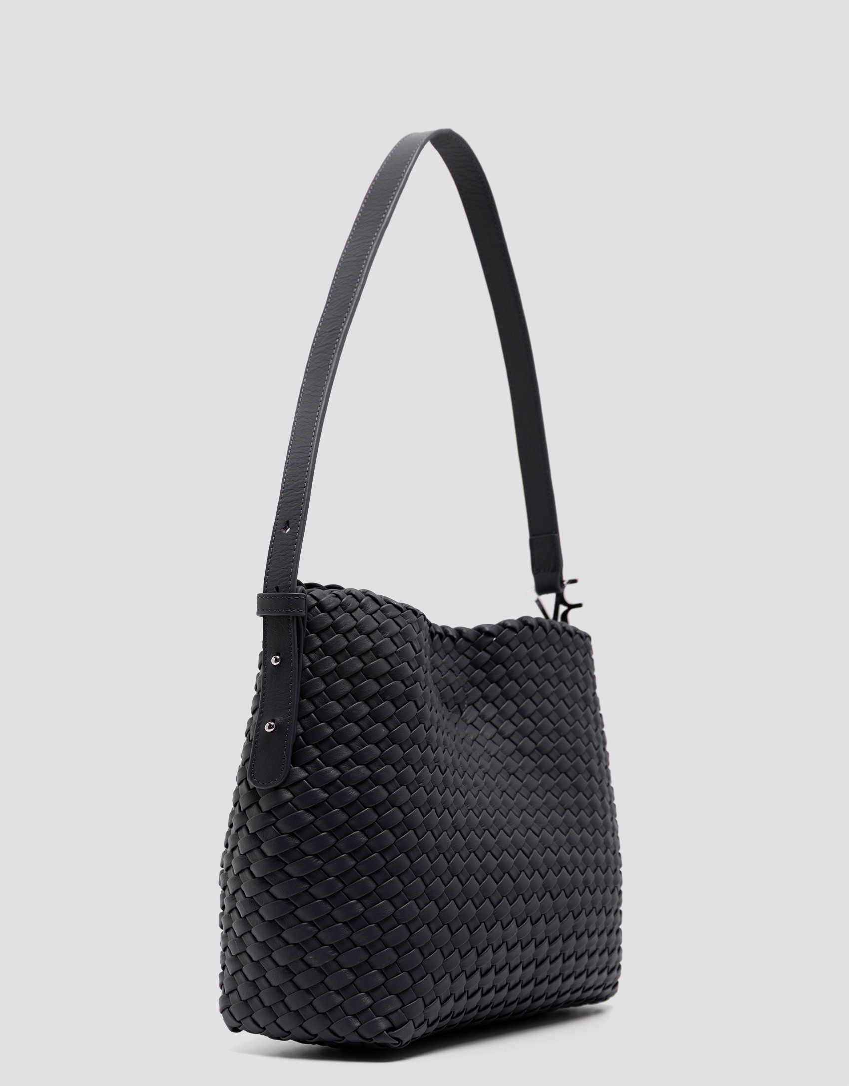 Bolso de hombro Elisa Midi piel trenzada azul... | Roberto Verino
