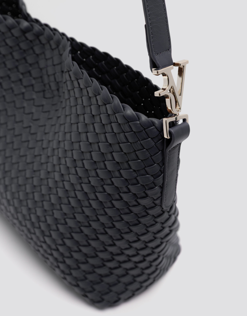 Bolso de hombro Elisa Midi piel trenzada azul... | Roberto Verino